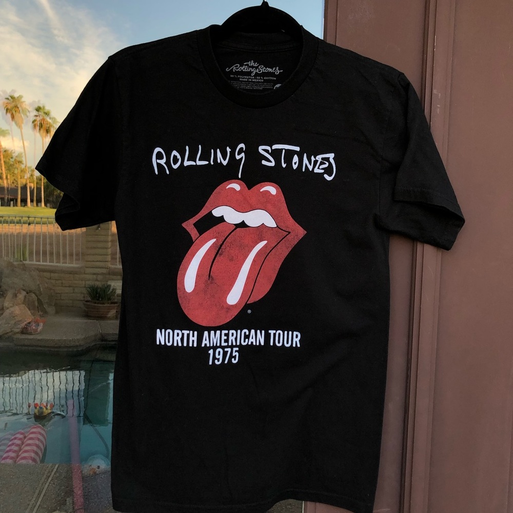 The Rolling Stones North American Tour 1975 Black Graphic Tee S